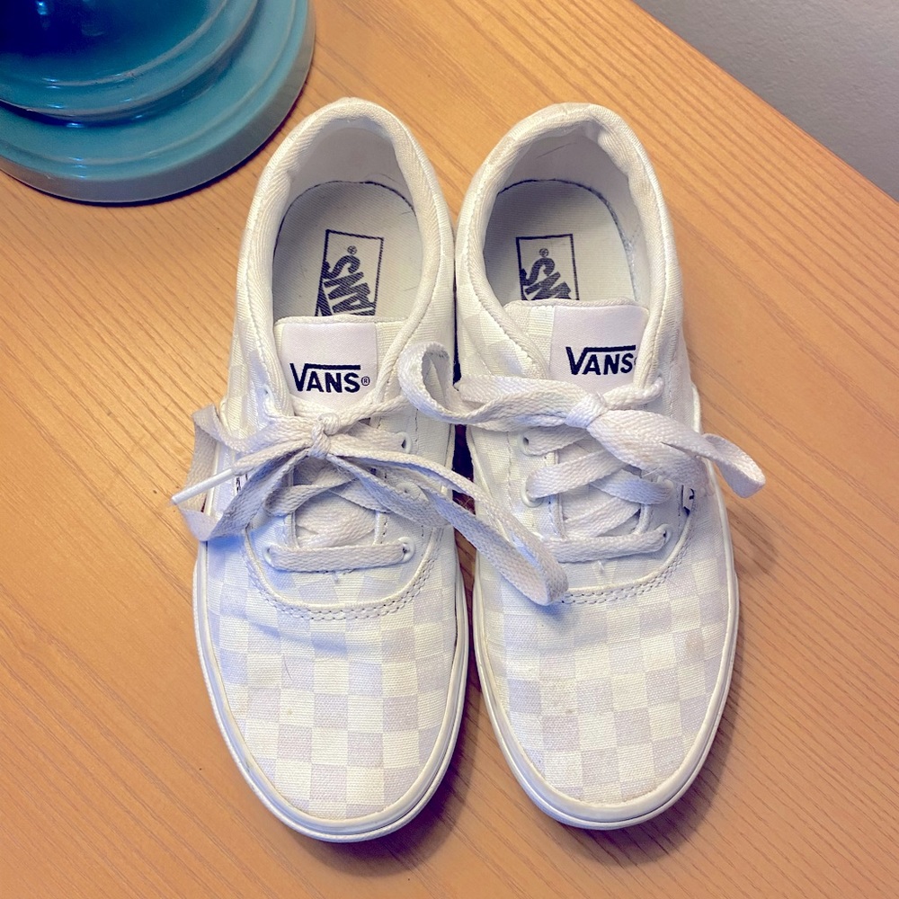 White checkered Vans